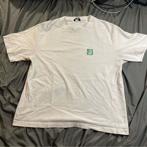 Balenciaga Natural Green Graphic Logo Boxy Short Sleeve Shirt Medium